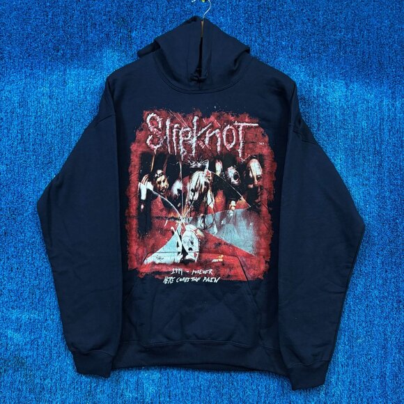 Slipknot 1999 Here Comes The Pain Blue Rock Hoodie Size Large - Picture 1 of 4